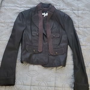 Just Cavalli Brown Leather Jacket size Medium